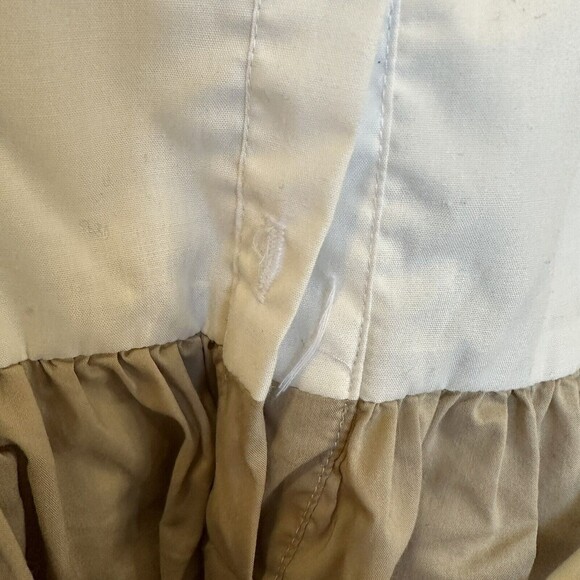 Periwinkle Parasol White Brown Long Sleeve Dress 4T Smocking Lace Tie Back - Picture 6 of 7